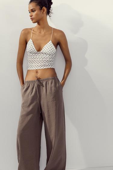 POLKA DOT SCARF TOP - Black / White by Zara