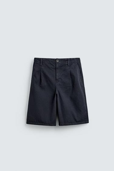 RELAXED FIT DENIM BERMUDA SHORTS - Blue by Zara