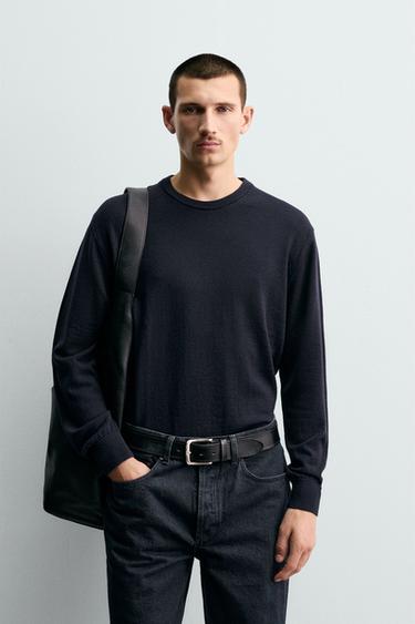 PULL 100 % LAINE - Bleu marine de Zara