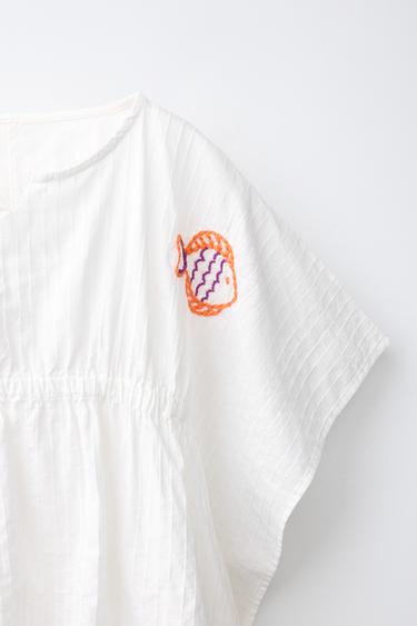 KAFTAN WITH MARINE EMBROIDERED BEADS - Ecru by Zara - Image 2