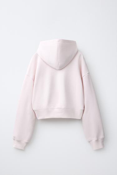 SWEAT COURT À CAPUCHE - Rose clair de Zara - Image 1
