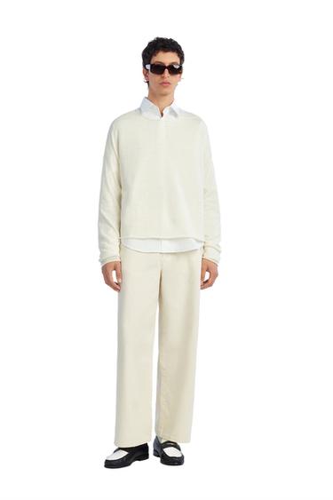 JERSEY CROPPED FIT LINO - LANA - Crudo de Zara - Imagen 0