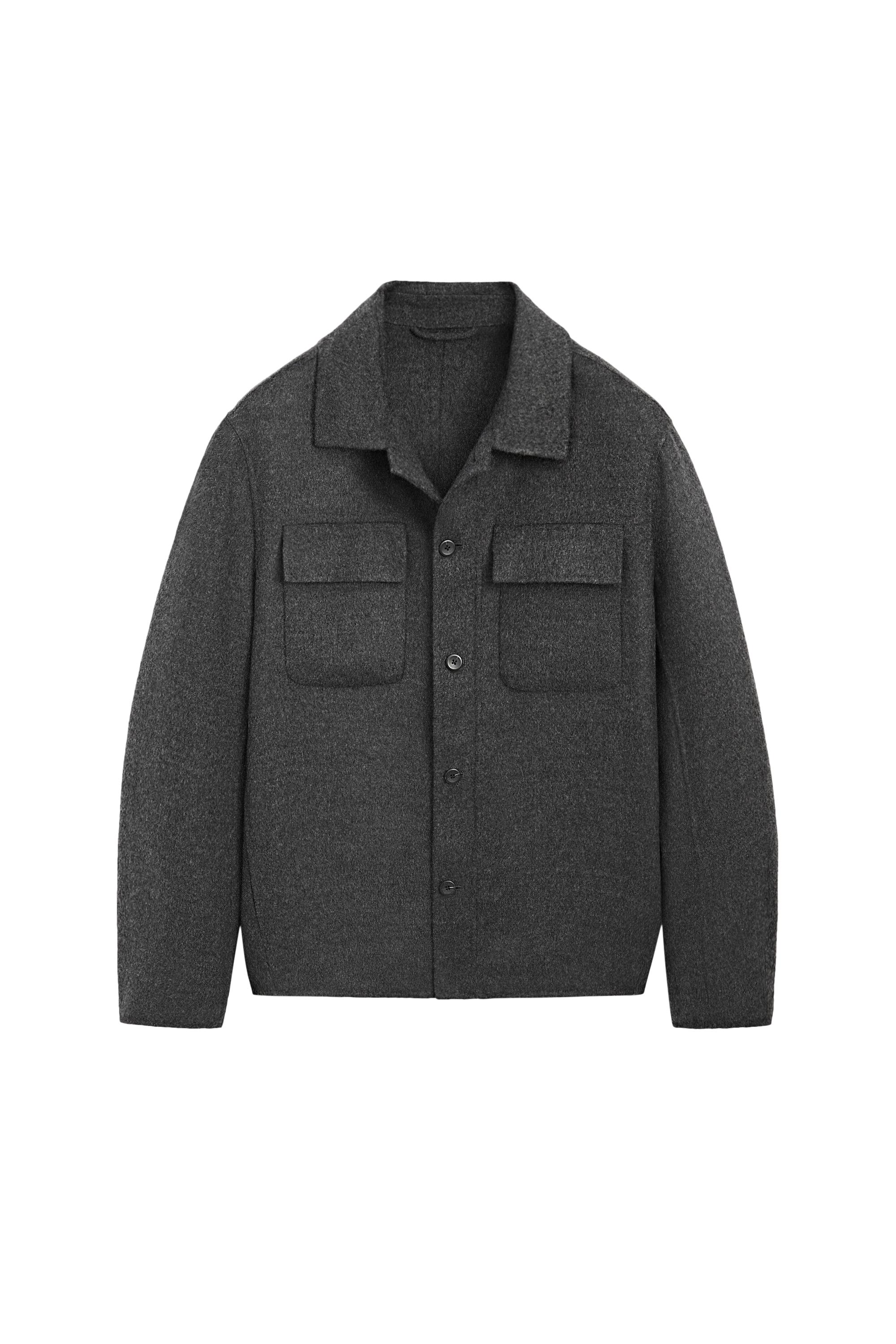 Wool blend overshirt with pocket detail — Anthracite Gray
