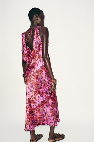 ROBE MI-LONGUE IMPRIMÉE FLEURS - Multicolore de Zara - Image 3