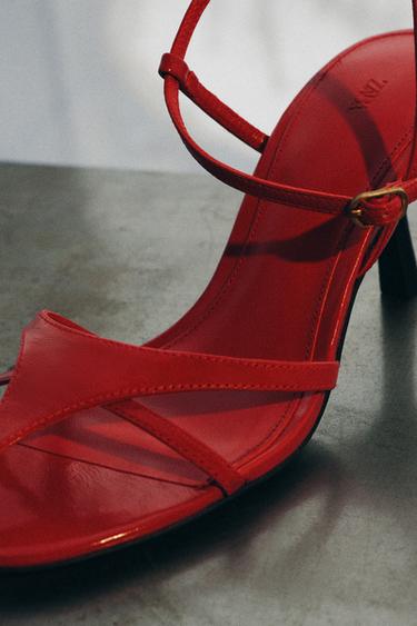 LIMITED EDITION LEATHER STRAPPY SANDALS - Red by Zara - Image 1