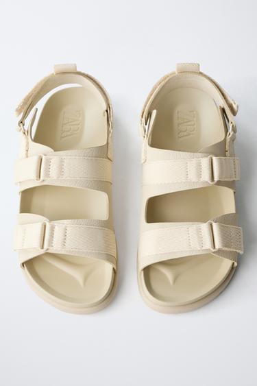 صندل بأشرطة - أبيض صدفي الخاص بـ Zara