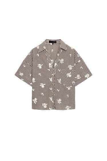 SRAJCA Z VEZENIM KARO VZORCEM - Rjava / Ekru barva od Zare