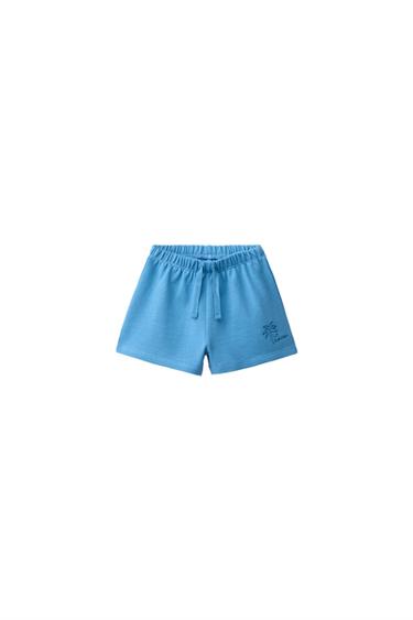 Zaras SHORTS MED BRODERADE PALMER - Blå