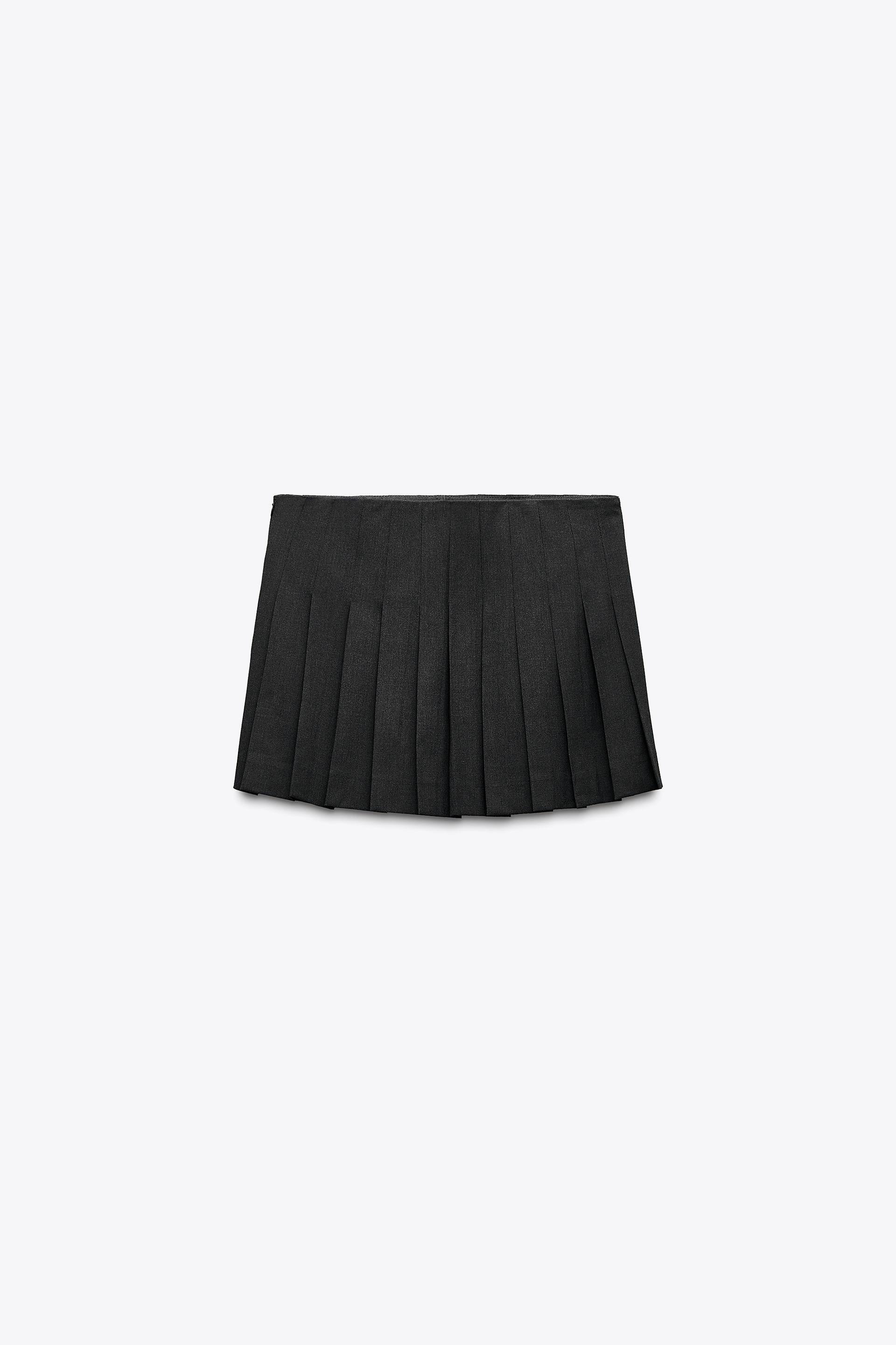 ZARA ボックスプリーツ スコート 3152/544 ボックスプリーツ スコート - ブラック | ZARA Japan / 日本