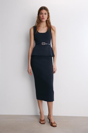 TOP PUNTO CINTURÓN - Azul de Zara