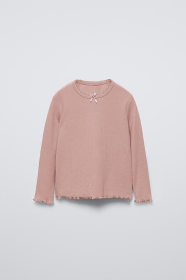 CAMISETA POINTELLE LACITO - Rosa palo de Zara