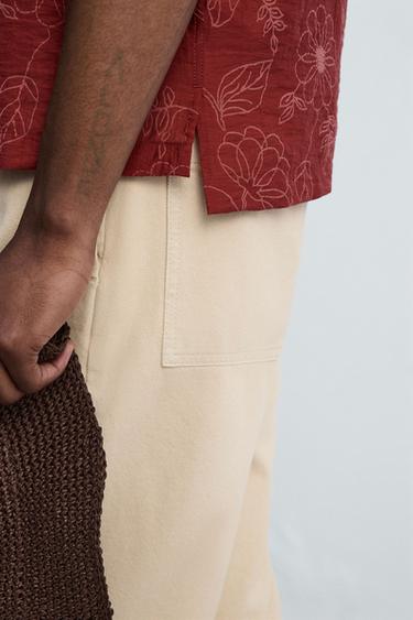 FLORAL TEXTURED SHIRT © OTIS KWAME KYE QUAICOE - Burgundy by Zara - Image 4