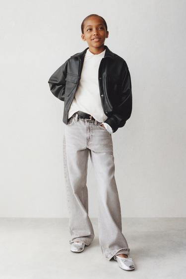 JEANS WIDE LEG - Gri de la Zara