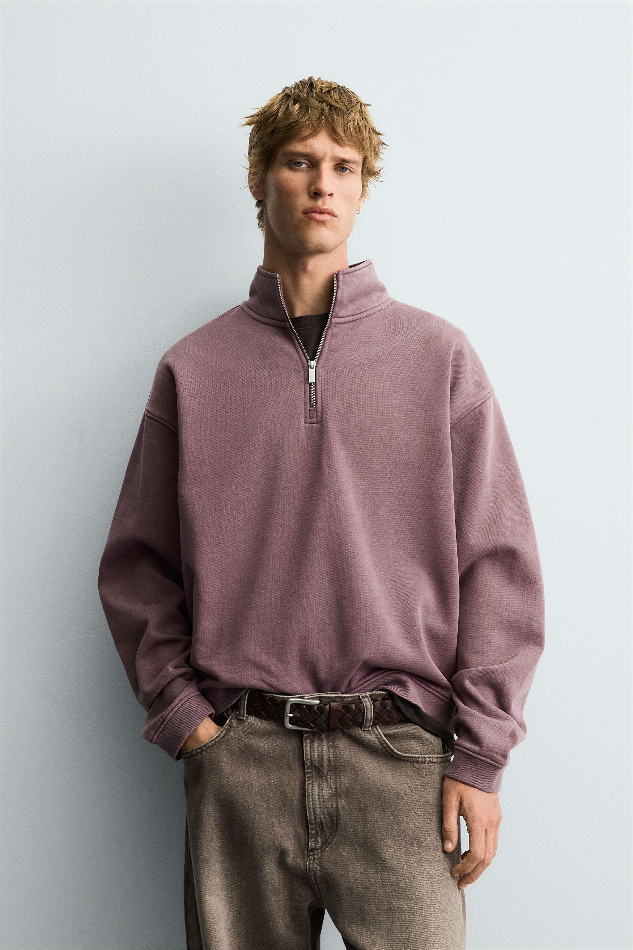 ハイク　スウェット　カットソー　バックジップ　プルオーバ　エンフォルド　ZARA スウェットシャツ クオータージッパー | ZARA 日本