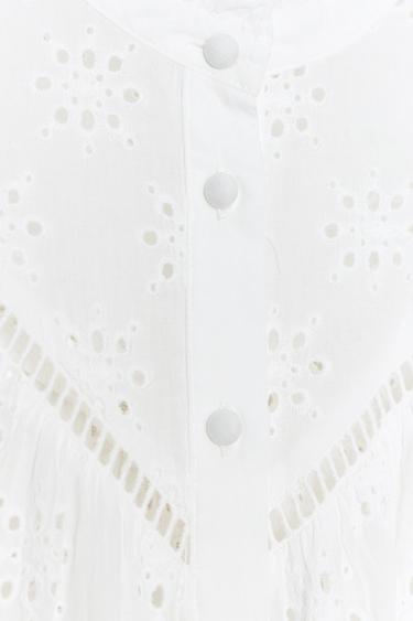 Zara EYELET EMBROIDERY SHIRT - White