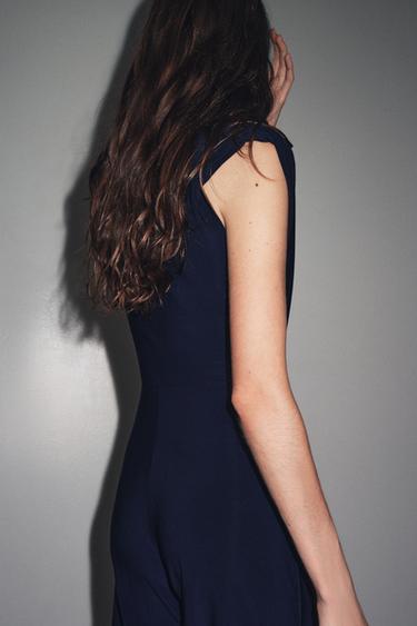 COMBINAISON LONGUE À ÉPAULETTES DRAPÉE - Bleu marine de Zara - Image 1