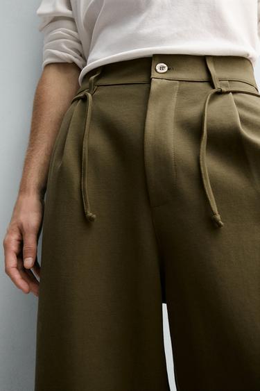 PLEATED DRAWSTRING TROUSERS - Ochre by Zara - Image 5
