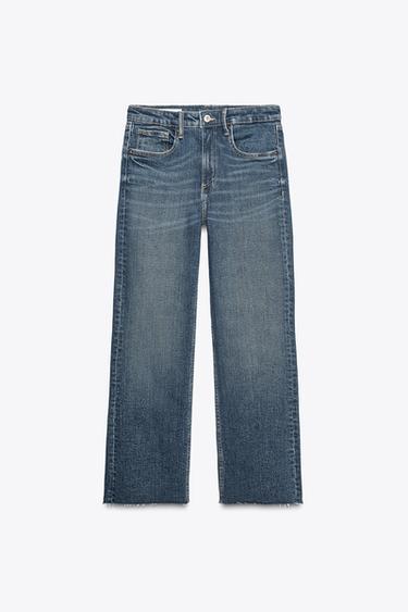 TRF LOW-RISE CROPPED FLARE JEANS - Navy blue by Zara