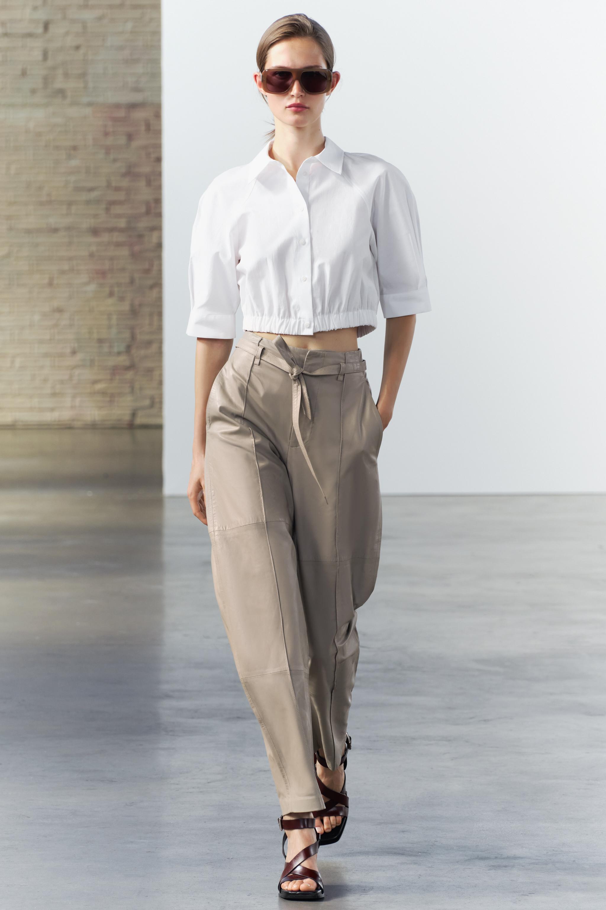 ELASTICIZED CROPPED SHIRT ZW COLLECTION