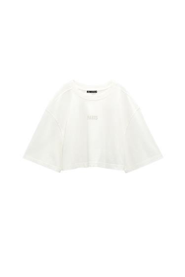 CROPPED T-SHIRT WITH SLOGAN