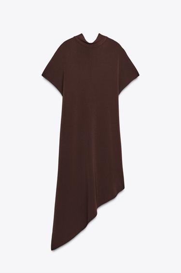 ROBE TUNIQUE MIDI AVEC NŒUD - Marron foncé de Zara - Image 5