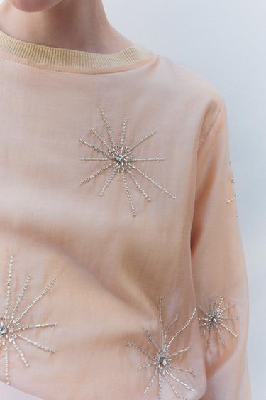 BEADED KNIT TOP - Beige-pink by Zara - Image 3