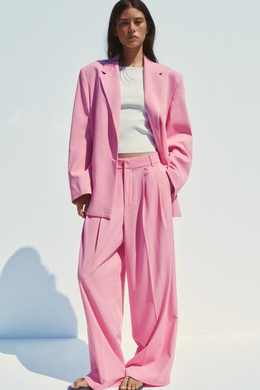 PANTALON DE COSTUME À PLIS - Rose moyen de Zara
