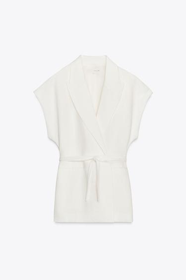 ZW COLLECTION LINEN BLEND DOUBLE-BREASTED WAISTCOAT - White by Zara