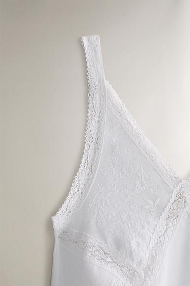 EMBROIDERED COTTON NIGHTDRESS - White by Zara - Image 2