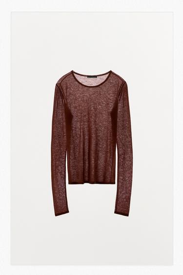 100% WOOL T-SHIRT - Brown by Zara