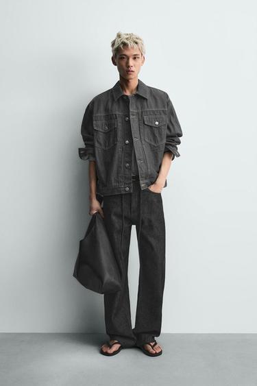 OVERSIZE FIT DENIM JACKET - Grey by Zara