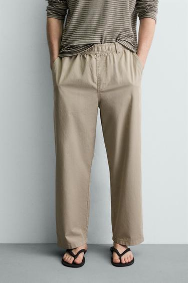 PANTALÓN RELAXED FIT ALGODÓN - Tostado de Zara