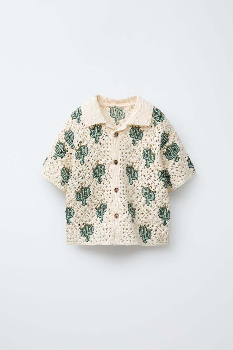 CACTUS CROCHET KNIT SHIRT