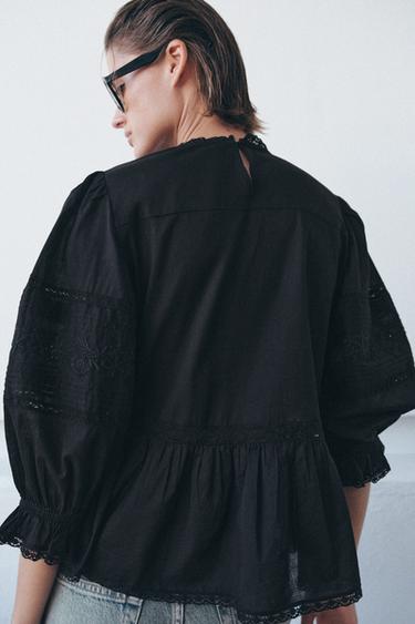 ZW COLLECTION EMBROIDERED SHIRT - Black by Zara - Image 2