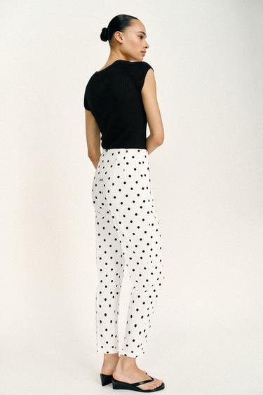 PANTALON TAILLE HAUTE À POIS - Blanc / Noir de Zara - Image 3