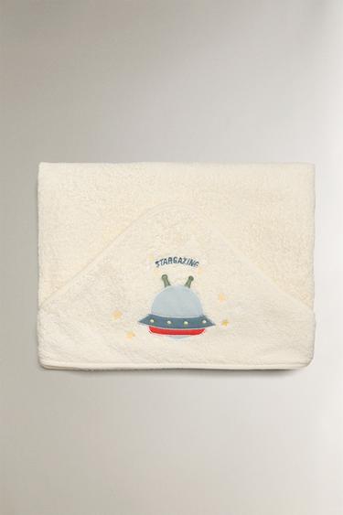 SPACESHIP HOODED BABY TOWEL - Oyster-white by Zara