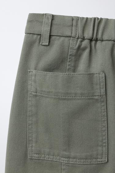 BARREL TROUSERS WITH SEAM DETAIL - Olive green by Zara - Image 3