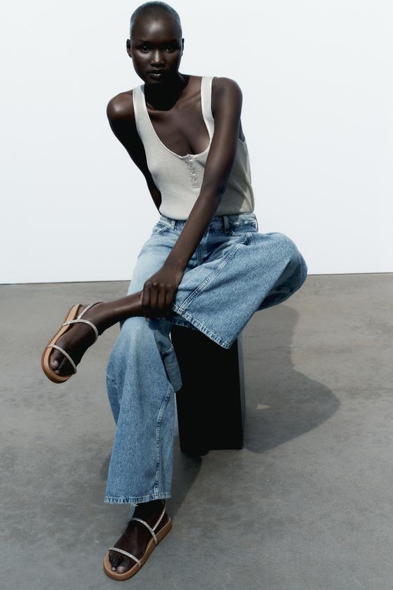 zara beige flat sandals
