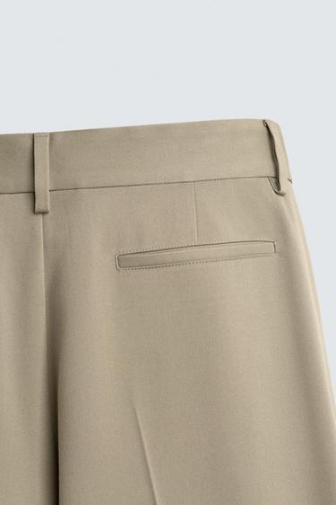 PANTALON COUPE LARGE À PLIS - Beige de Zara - Image 9
