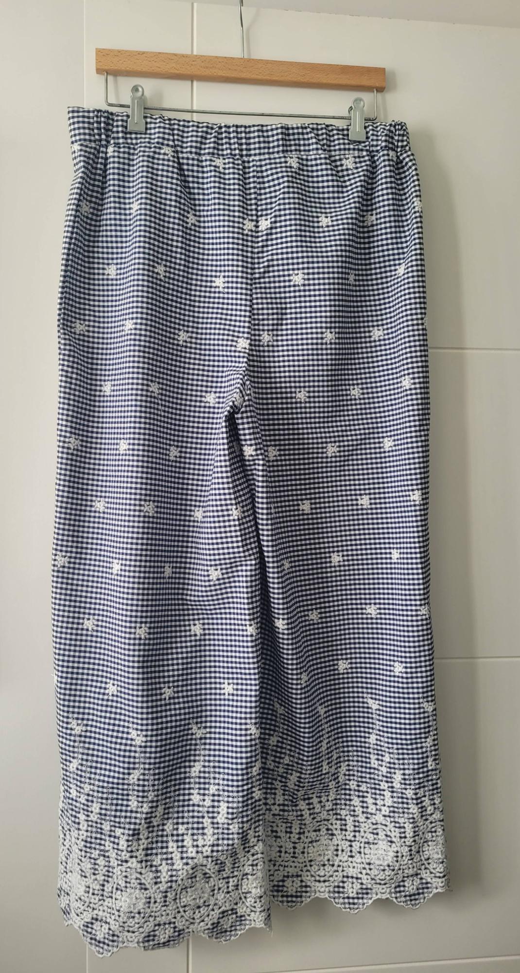 GINGHAM CHECK TROUSERS WITH CONTRASTING EMBROIDERY - Image 2