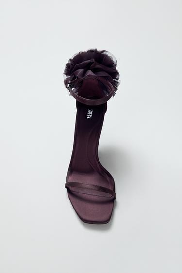 SANDALIA MAXI FLOR CUÑA - Morado de Zara