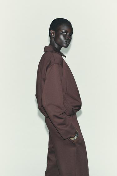 BOMBER MOLLETON PLIS - Chocolat de Zara - Image 3
