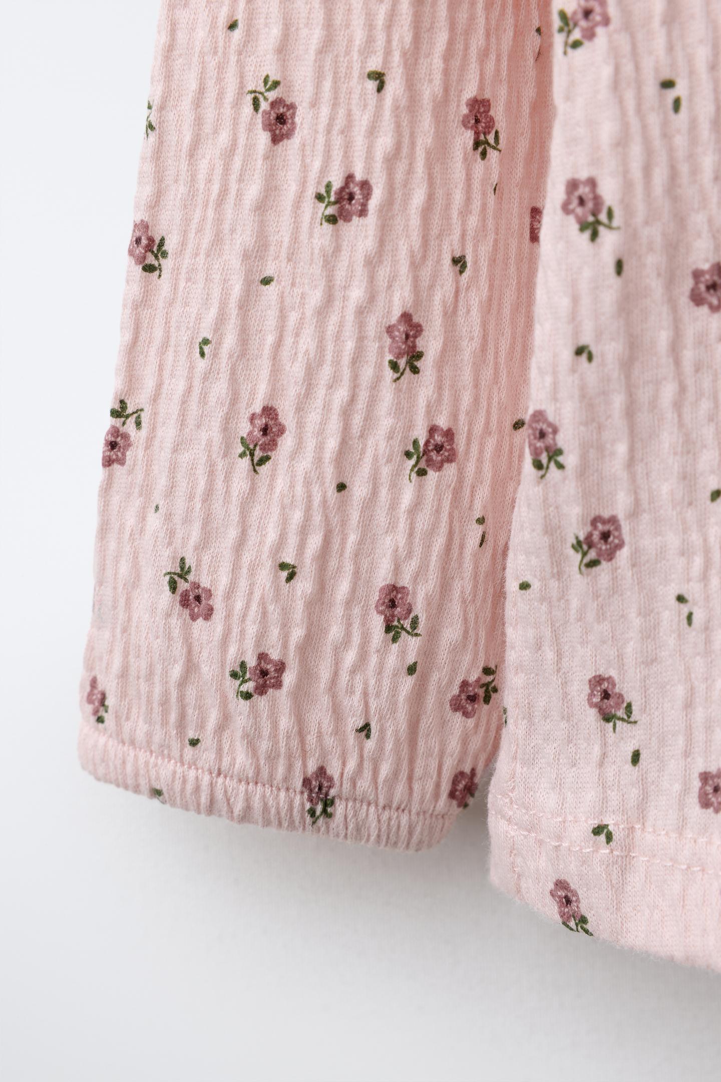 Детская футболка Zara Floral Textured, цвет: Пастельный розовый — фото 3