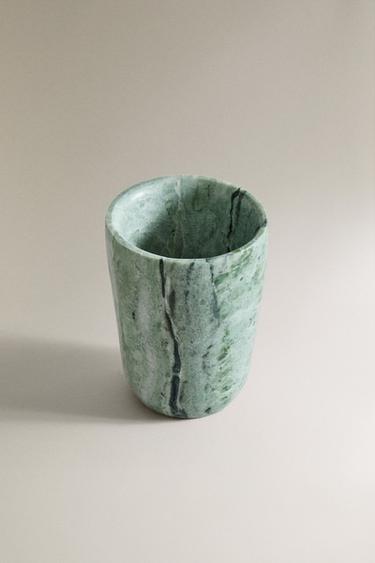 GREEN MARBLE TOOTHBRUSH HOLDER - Greens by Zara - Image 1