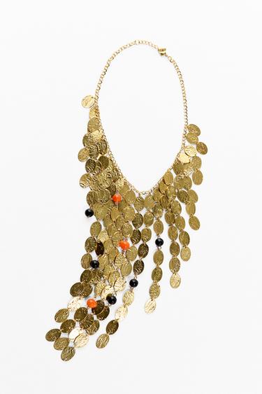 COLLAR CASCADA MONEDAS ABALORIOS - Dorado de Zara