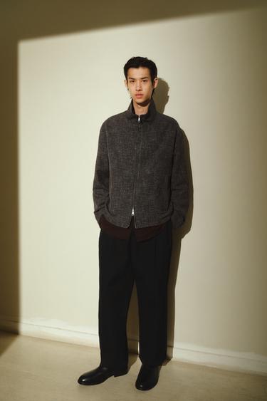 Zara 休閒版打褶長褲 - 黑色