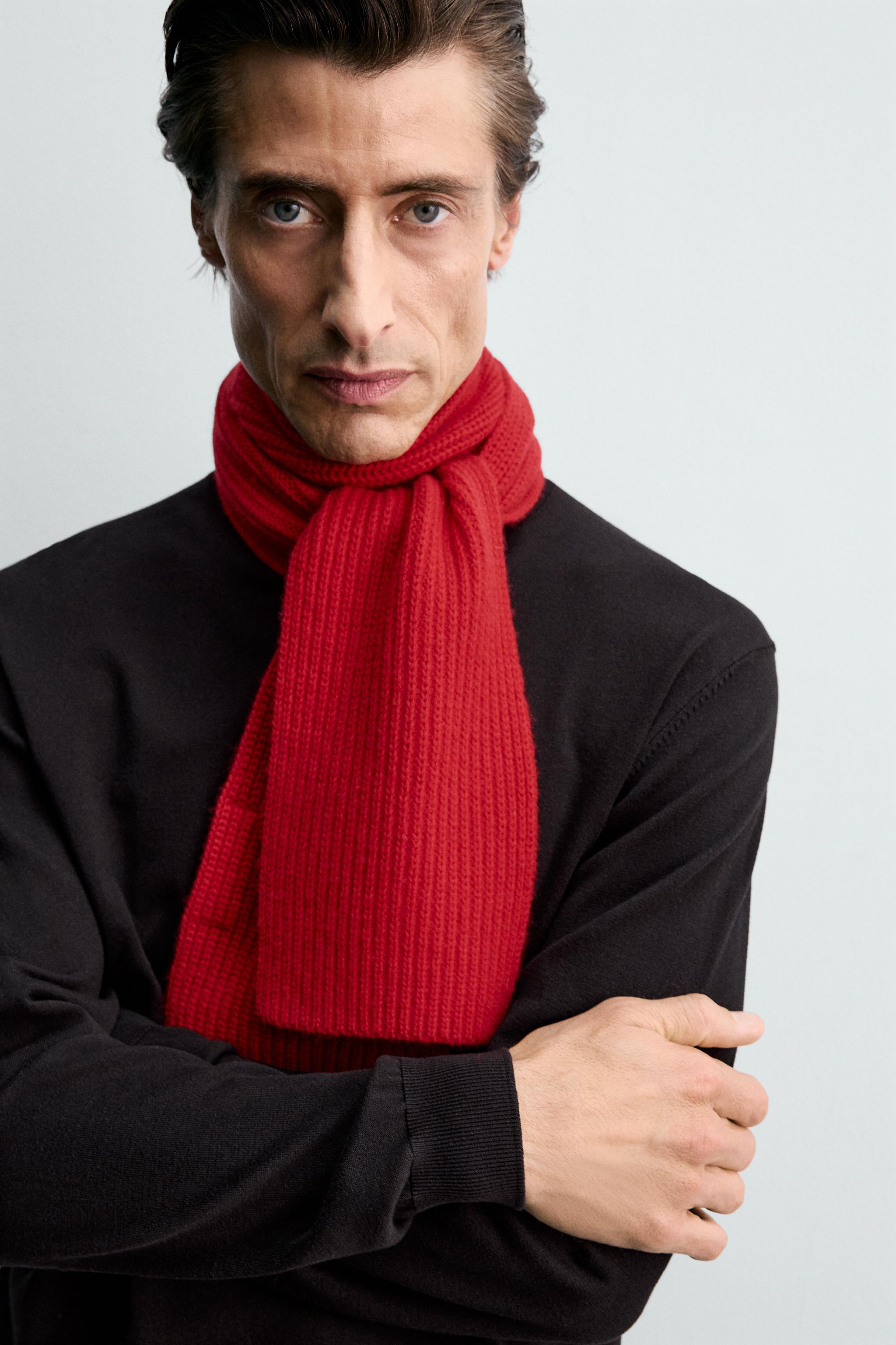 SCIARPA MAGLIA LANA CASHMERE Rosso ZARA Italia Italy