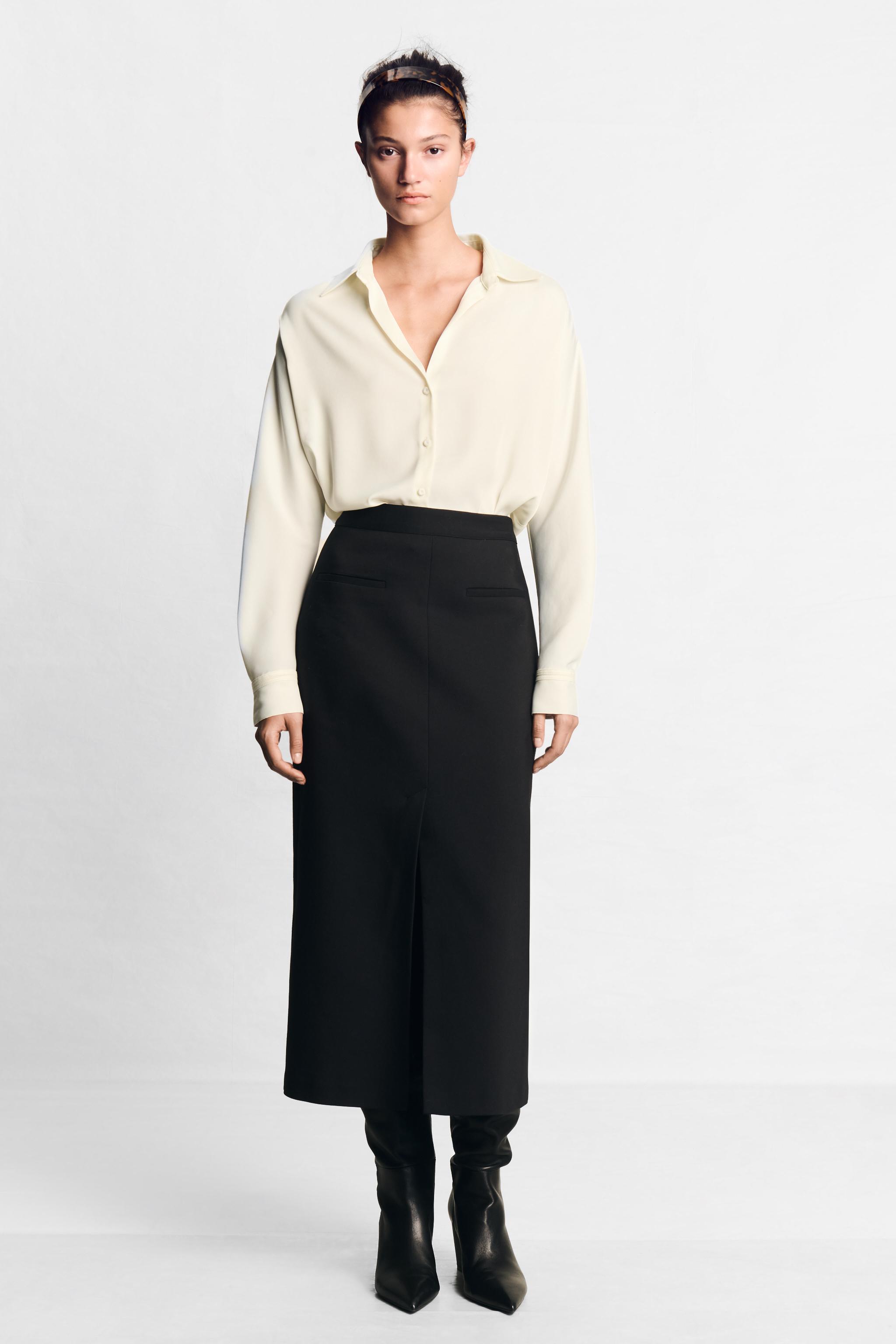Zara FLUID COVERED-BUTTON SHIRT