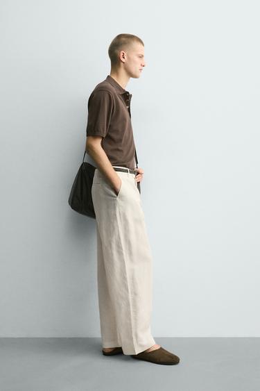 RELAXED FIT KNIT POLO SHIRT - Brown by Zara - Image 3