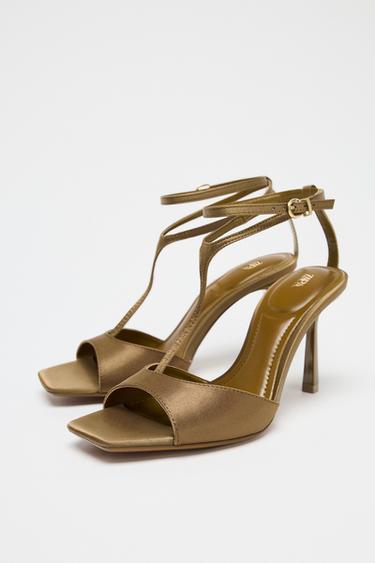 SATIN-EFFECT HIGH-HEEL SANDALS - Khaki Green by Zara - Image 3